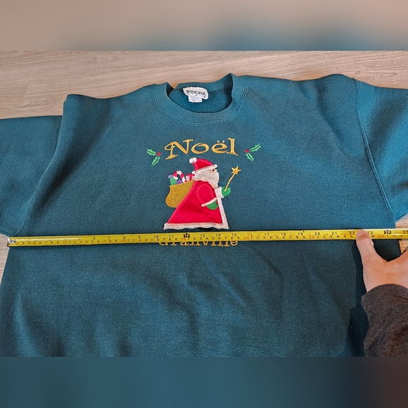 Vintage Christmas Santa Claus Noel XL Green Sweatshirt - Picture 8 of 10